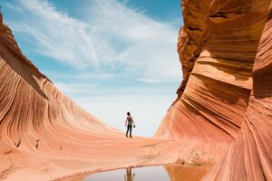 "Man in deep canyon"